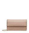 Valentino Garavani Rockstud Grainy Calfskin Chain Pouch Woman Poudre Uni In Nude