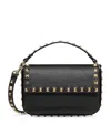 Valentino Garavani Rockstud Grainy Calfskin Pouch Woman Black Uni In Black