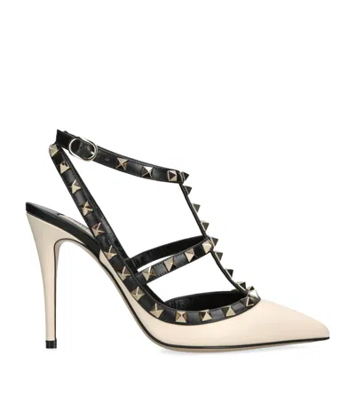 VALENTINO GARAVANI LEATHER ROCKSTUD HEELS 100