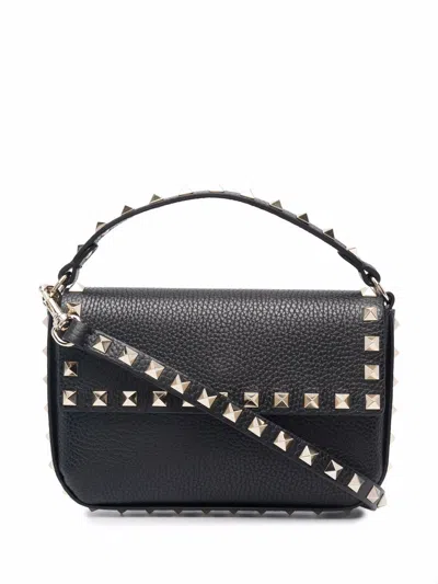 Valentino Garavani Leather Rockstud Mini Bag In Black