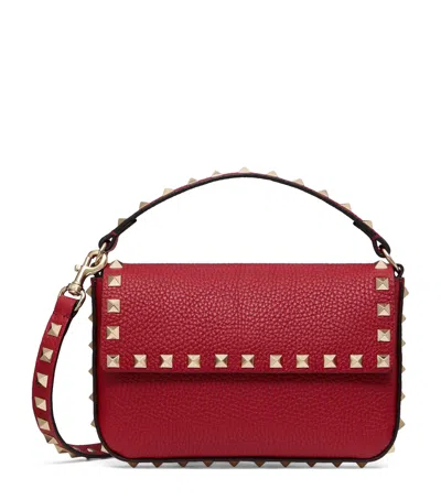 Valentino Garavani Leather Rockstud Mini Bag In Red