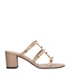 Valentino Rockstud T. 60 Strappy Mules In Nude
