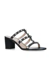 Valentino 60mm Rockstud Caged Block-heel Slide Sandals In Black