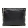 Valentino Leather Rockstud Oversized Clutch In Black