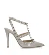 Valentino Garavani Rockstud Ankle Strap Pointed Toe Pump In Nude