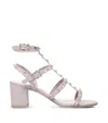 Valentino Rockstud Open-toe Leather Heeled Sandals In Nude