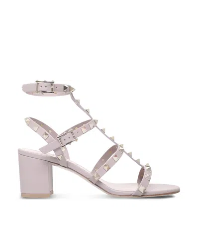 Valentino Garavani Rockstud Open-toe Leather Heeled Sandals In Blush