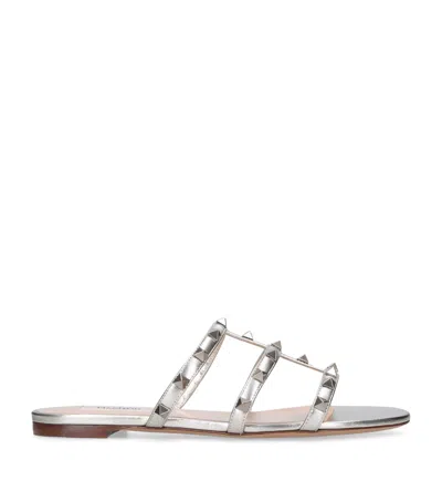 Valentino Garavani Leather Rockstud Sandals In White