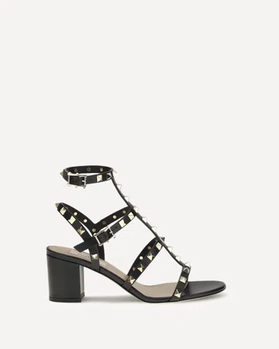 Valentino Garavani Leather Rockstud Sandals In Black