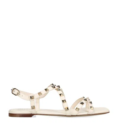 Valentino Garavani Womens Winter Wht Rockstud Stud-embellished Leather Sandals In White