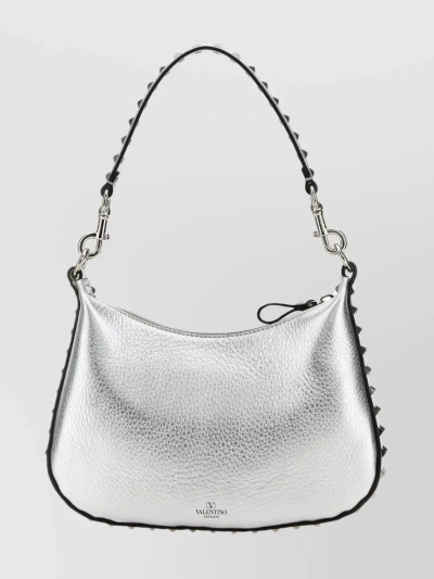 Valentino Garavani Leather Rockstud Shoulder Bag In Metallic