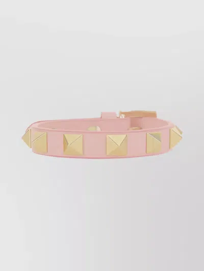 Valentino Garavani Leather Rockstud Studs Bracelet In Pink