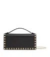 Valentino Garavani Rockstud Leather Wallet On A Chain In Black
