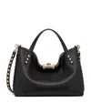 Valentino Powder Pink Studded Leather Tote In Black
