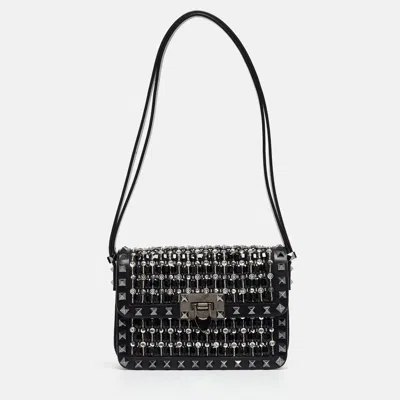 Valentino Garavani Women's Small Rockstud23 Embroidered Shoulder Bag In Black