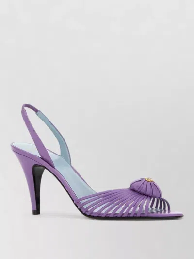 Valentino Garavani Leather Royal Sandals Open Toe Strappy Design In Purple