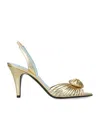 Valentino Royal Heart 65 Leather Slingback Sandal In Gold