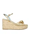 Valentino Garavani Royal Wedge Sandal In Metallic Nappa Leather 100mm Woman Antique Brass 38 In Brown