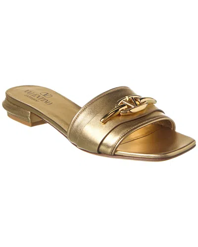 Valentino Garavani Leather Sandal In Gold