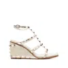 Valentino Rockstud Wedge Sandals In Platinum Color