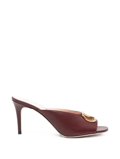 Valentino Garavani Vlogo Signature Leather High Heel Mules In Brown