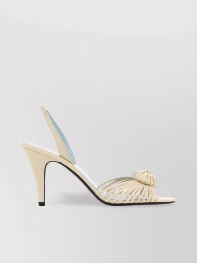 Valentino Garavani Leather Sandals Royal Shell Embellishment In Neutral
