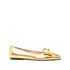 Valentino Bow Leather Ballerina Flat In Gold