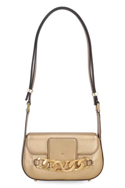 Valentino Garavani Leather Shoulder Bag In Gold