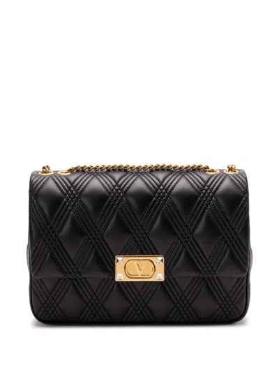 Valentino Garavani Leather Shoulder Bag In Schwarz