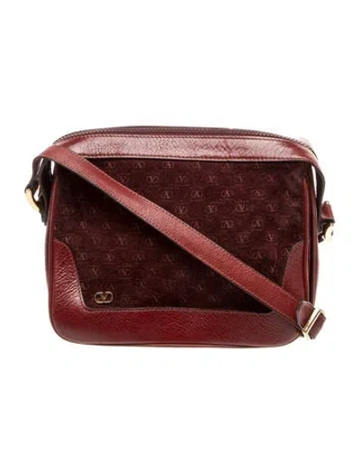 Pre-owned Valentino Garavani Leather Shoulder Bag Vintage In Burgundy