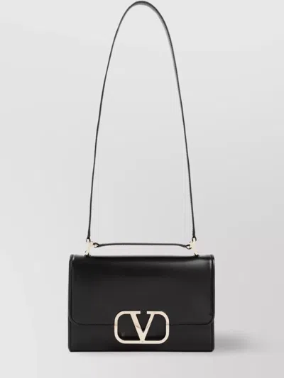 VALENTINO GARAVANI LEATHER SHOULDER BAG WITH FRONT FLAP POCKET