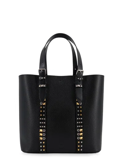 Valentino Garavani Leather Shoulder Bag With Iconic Studs In Orange