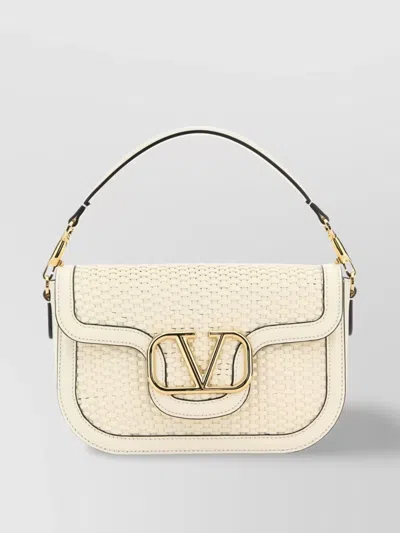 VALENTINO GARAVANI LEATHER SHOULDER BAG WOVEN TEXTURE