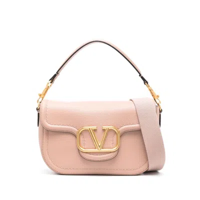 Valentino Garavani Alltime Grained Leather Top Handle Bag In Beige