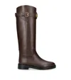 Valentino Garavani Leather Signature Vlogo Riding Boots 30 In Brown
