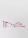 Valentino Leather Slide Mules Block Heel In Neutrals
