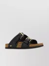 Valentino Garavani Leather Slide Sandals Gold Hardware In Black Multi