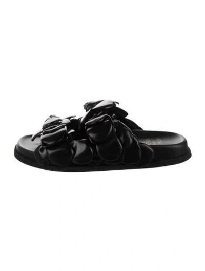 Pre-owned Valentino Garavani Leather Slides In Black