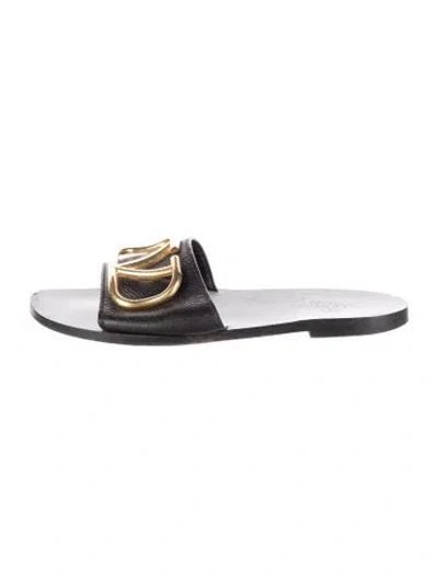 Pre-owned Valentino Garavani Leather Slides In Black