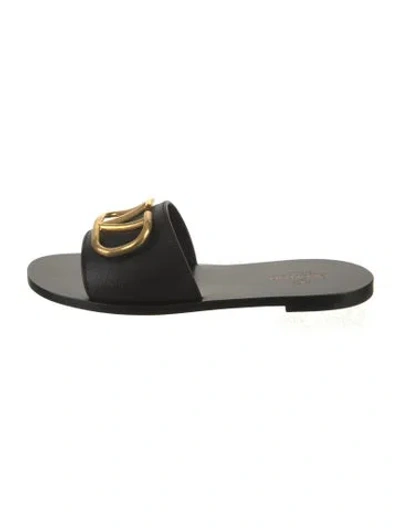 Pre-owned Valentino Garavani Leather Slides In Black