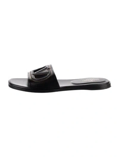 Pre-owned Valentino Garavani Leather Slides In Black