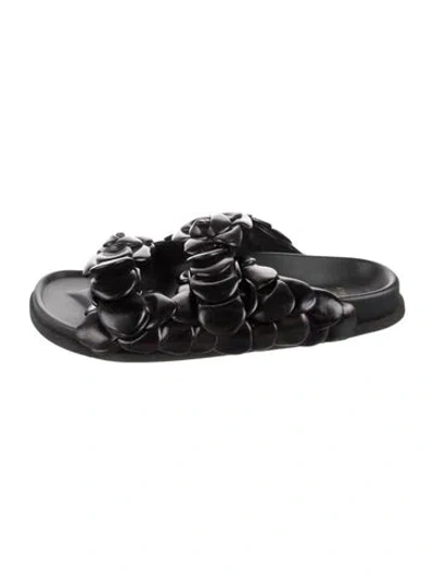 Pre-owned Valentino Garavani Leather Slides In Black