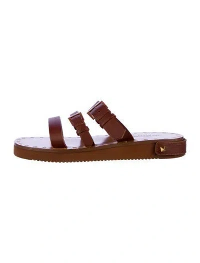 Pre-owned Valentino Garavani Leather Slides In Brown