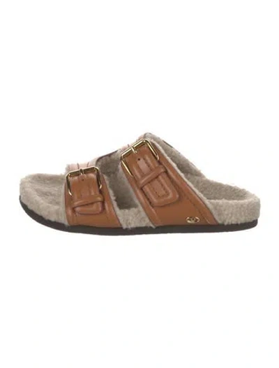 Pre-owned Valentino Garavani Leather Slides In Brown