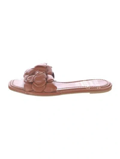 Pre-owned Valentino Garavani Leather Slides In Brown