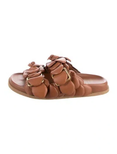 Pre-owned Valentino Garavani Leather Slides In Brown