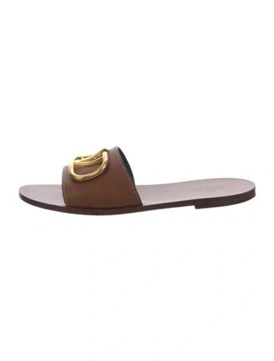 Pre-owned Valentino Garavani Leather Slides In Brown