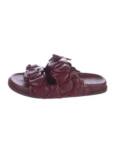 Pre-owned Valentino Garavani Leather Slides In Burgundy