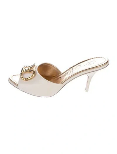 Pre-owned Valentino Garavani Leather Slides In Gold