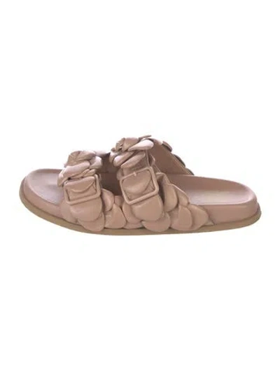Pre-owned Valentino Garavani Leather Slides In Neutral